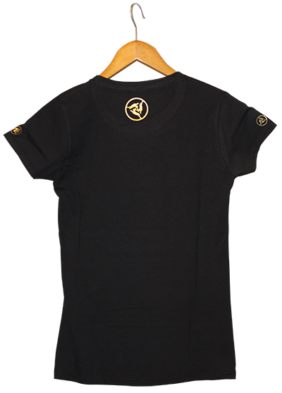 T-Shirt schwarz bedruckt mit Drei Hasen in Gold T Shirt Golddruck Skyline Paderborn R